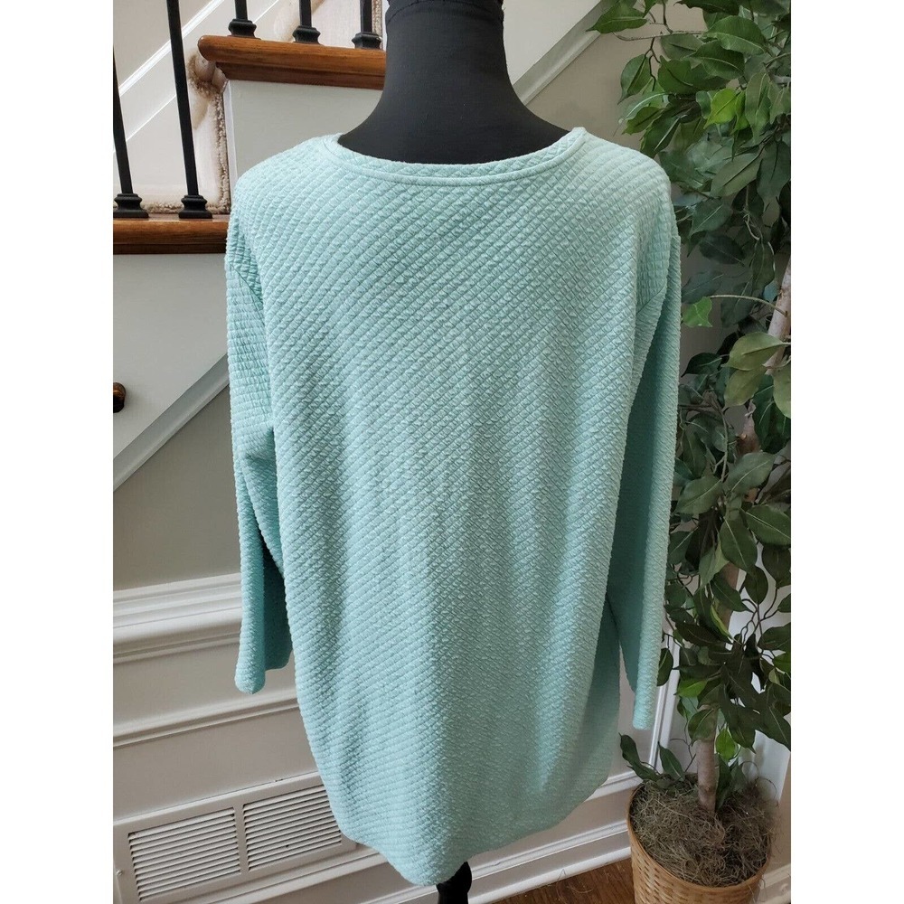 Pure Jill Women's Blue Cotton Round Neck Long Sleeve Casual Blouse Size Medium - Picture 7 of 11